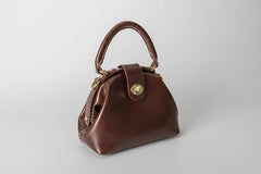 Handmade Womens Coffee Leather doctor Handbag Classic shoulder doctor bags Purse for women