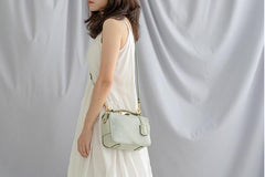 Handmade Womens Green Leather Doctor Handbag Purse Small Side Bag Doctor Purse for Women