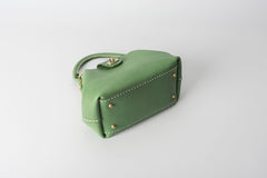 Handmade Womens Green Leather Mini Doctor Handbag Purse Green Shoulder Doctor Bags for Women