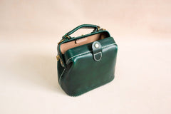 Handmade Womens Green Leather Mini doctor Handbag shoulder doctor bags for women