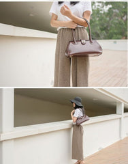 Handmade Womens Leather Doctor Handbag Purse Coffee Shoulder Bag Doctor Bags for Women