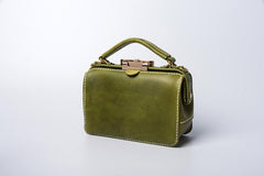 Handmade Womens Green Leather Doctor Handbag Purse Small Side Bag Doctor Bags for Women - iLeatherhandbag