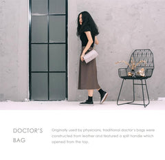 Handmade Womens Beige Leather Doctor Handbag Purse Small Side Bag Doctor Bags for Women