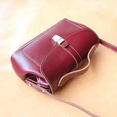 Handmade Womens Red Leather Doctor Shoulder Purses Claret Doctor Crossbody Purses for Women