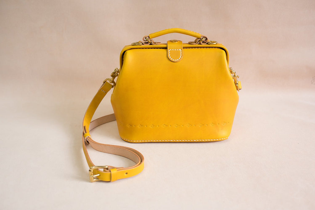 Handmade Womens Yellow Leather Small doctor Handbag shoulder doctor ba –  iLeatherhandbag