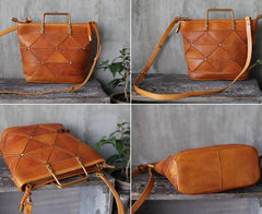 Brown Leather Bucket Bag Handbag Bucket Bag With Zipper