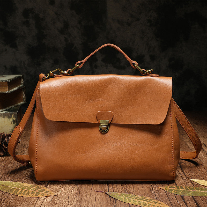 FOSSIL Camel Brown Leather Shoulder Buckle Satchel Purse Bag w Buckle  Detail | eBay