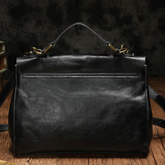 Black Leather Satchel Bag Women's