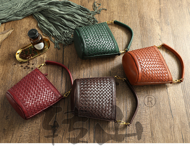 Mini Woven Bucket Crossbody