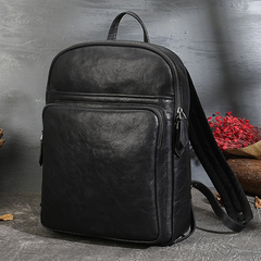 Mens Leather Zipper Backpack Laptop Bags