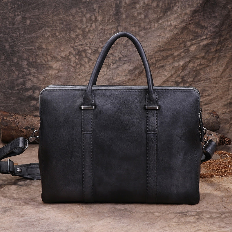 Mens Rustic Leather 15" Laptop Briefcase Purse Bag