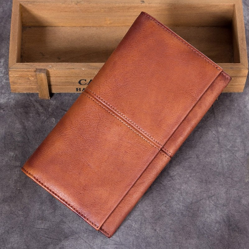 New Brand Design Men Wallet Fashion Genuine Leather Standstone Brown Purse  Phone Long Clutch Wallets Vintage Man Wallet