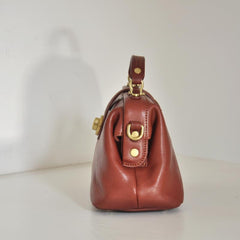 Handmade Womens Tan Leather Doctor Handbag Purse Vintage Small Doctor Shoulder Bag for Women