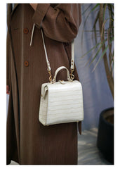 Handmade Womens Stylish Square White Leather Doctor Handbag Side Purse Doctor Purse for Women - iLeatherhandbag