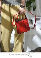 Womens Red Leather Doctor Handbag Purses Square Doctor Crossbody Purse for Women - iLeatherhandbag
