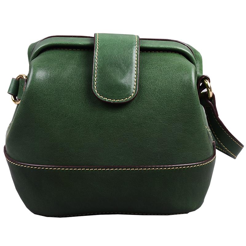 Green Gold Padlock Mini Boston Doctor Handbag Cross Body Strap Bag