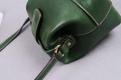 Vintage Womens Green Leather Small Doctor Shoulder Bag Dark Green Doctor Crossbody Purse for Women