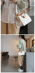 Vintage Womens White Leather Doctor Handbags Shoulder Purses Doctor Purse for Women