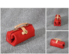 Womens Red Leather Mini Doctor Handbag Purses Classic Red Doctor Crossbody Purses for Women
