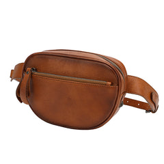 Small Leather Round Fannypack Side Bag