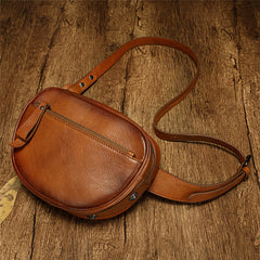 Small Leather Round Fannypack Side Bag