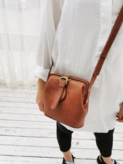 Small Womens Brown Leather Small doctor bag shoulder doctor bag for women