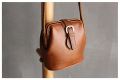 Small Womens Brown Leather Small doctor bag shoulder doctor bag for women