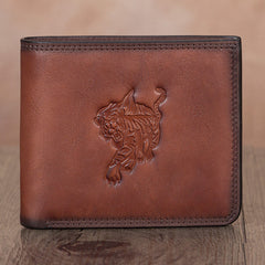 Small Tiger Leather Billfold Pocketbook Cards Wallet Purse