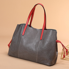 Soft Leather Shopper Horizontal Tote Bags Purses