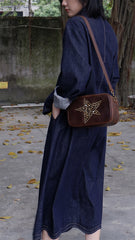 Star Leather Camera Crossbody Bag For Women