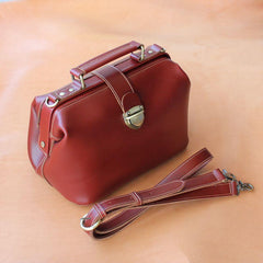 Vintage Womens Coffee Leather Doctor Handbags Shoulder Purse Coffee Doctor Purses for Women