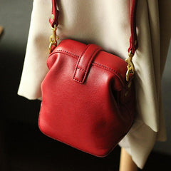 Vintage Womens Red Leather Small Doctor Shoulder Purse Red Doctor Crossbody Purses for Women