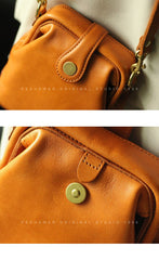Vintage Womens Yellow Leather Small Doctor Shoulder Purses Yellow Doctor Crossbody Purses for Women