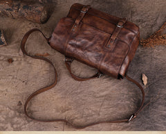 Vintage Leather Messenger Bag Flap Over Crossbody Bag