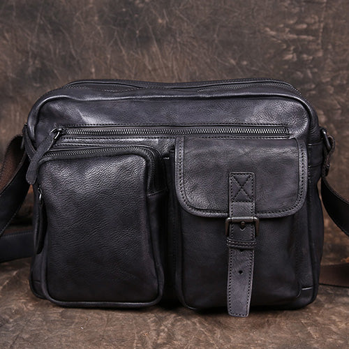 Mens Distressed Leather Messenger Bag Side Shoulder Bag – iLeatherhandbag