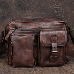 Vintage Leather Messenger Bag Side Shoulder Bag