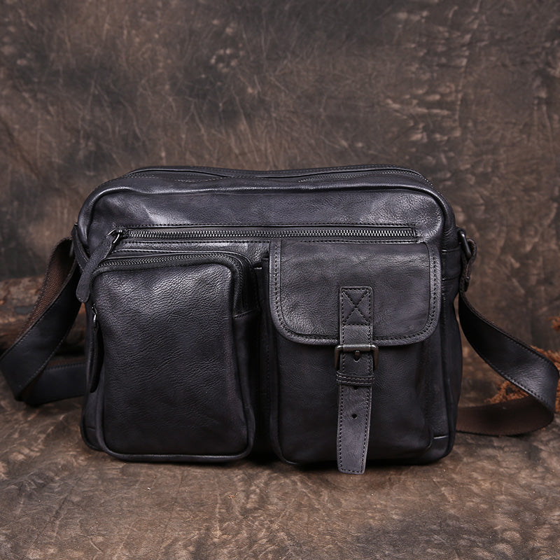Mens Distressed Leather Messenger Bag Side Shoulder Bag iLeatherhandbag