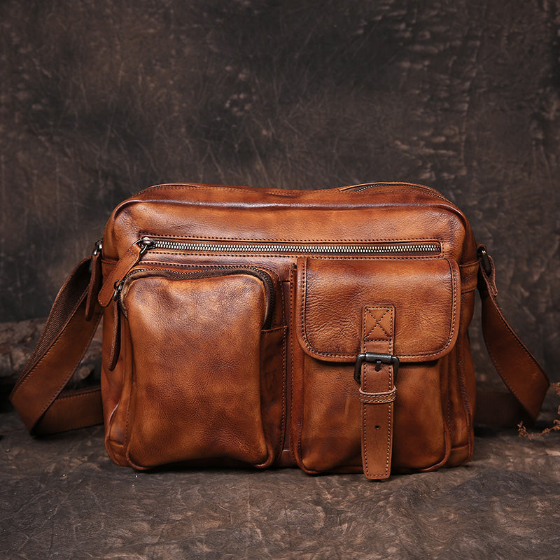 Mens Distressed Leather Messenger Bag - iLeatherhandbag
