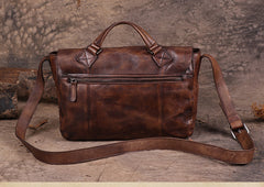 Vintage Leather Messenger Bag Flap Over Crossbody Bag
