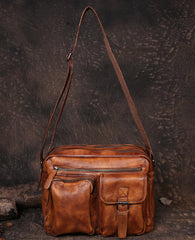 Vintage Leather Messenger Bag Side Shoulder Bag