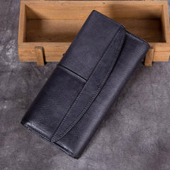 Rustic Leather Checkbook Long Billfold Wallet Purse Womens
