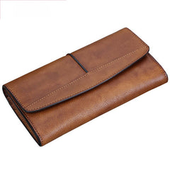 Rustic Leather Checkbook Long Billfold Wallet Purse Womens