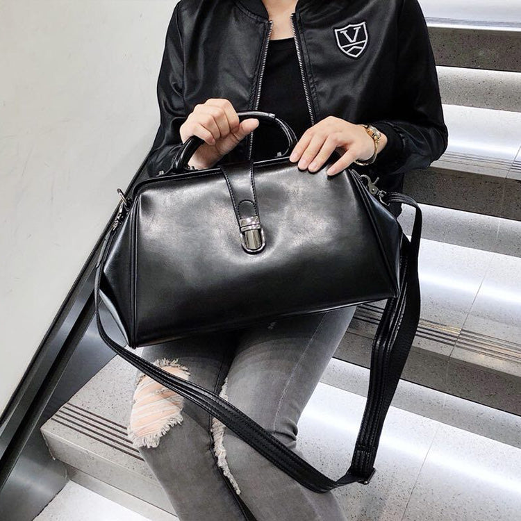 Women's Black Doctor Style Handbag – iLeatherhandbag