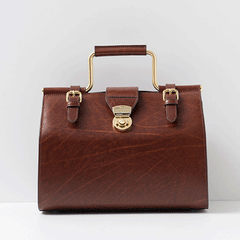 Leather Structured Small Doctor Style Handbag