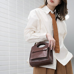 Women's Leather Small Satchel Top Handle Bag