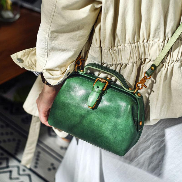 Womens Green Leather Doctor Handbag Purses Vintage Green Doctor Side Purses for Women - iLeatherhandbag