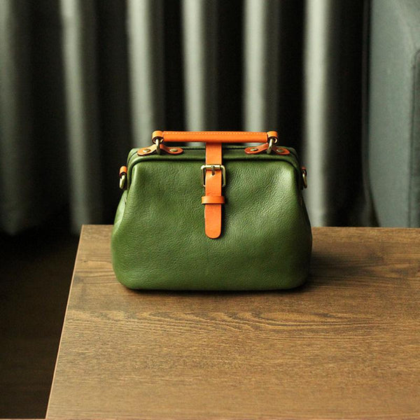 Womens Tan Leather Doctor Handbag Purses Vintage Small Doctor Crossbody Purse for Women - iLeatherhandbag