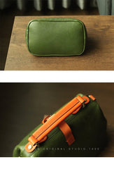 Womens Green Leather Doctor Handbag Purses Vintage Small Doctor Crossbody Purse for Women
