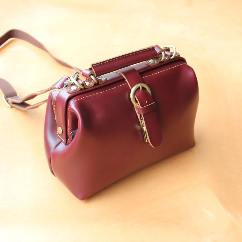 Womens Black Leather Doctor Handbags Shoulder Purse Vintage Black Doctor Purses for Women - iLeatherhandbag