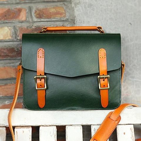 Green Structured Satchel Bag Purse iLeatherhandbag